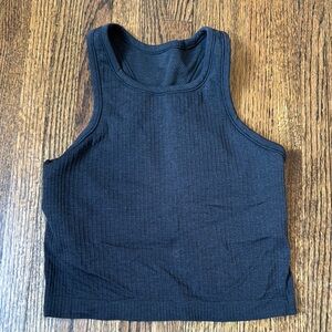 Lululemon Black Ribbed Women's Tank Top with Built In Bra